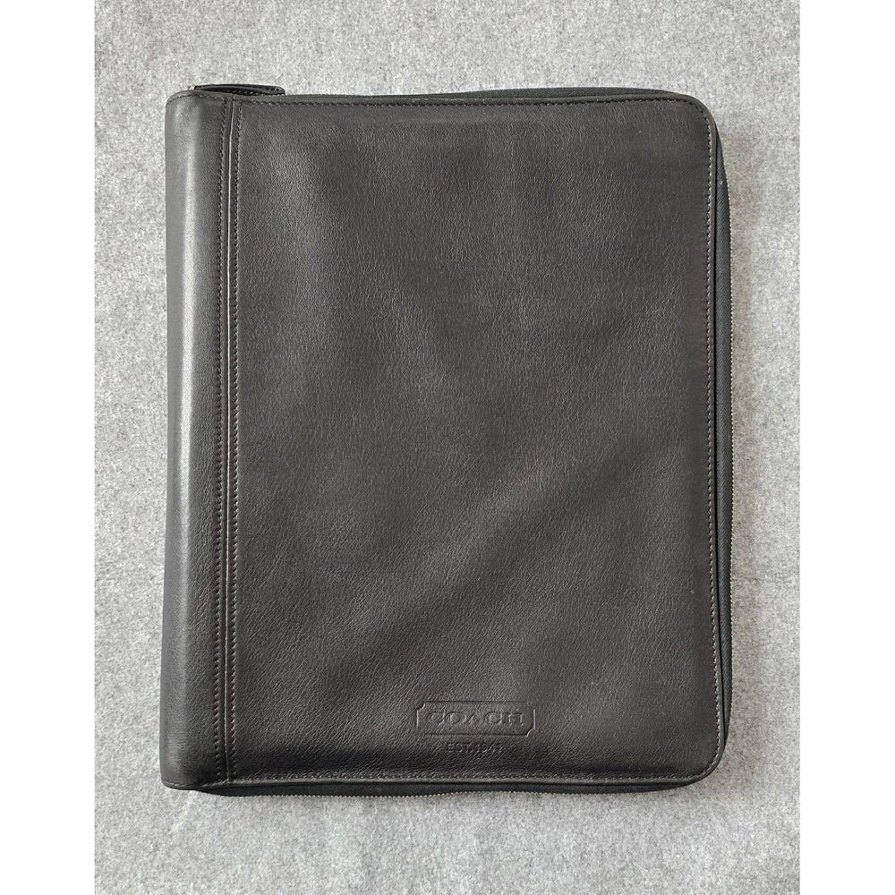 Vintage Coach Legacy Document Padfolio Organizer Black Leather Zip Around VGUC
